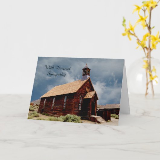 最も深い悔やみや弔慰の古い教会の挨拶 カード (黄色い花)