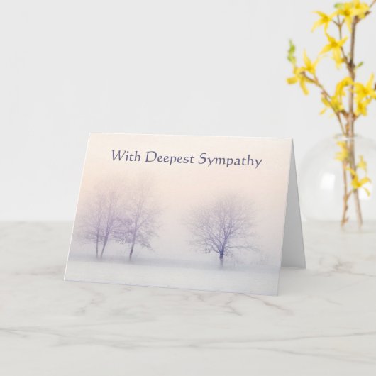 最も深い悔やみや弔慰の美しい冬の木々自然 カード (黄色い花)