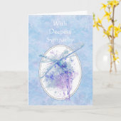 最も深い悔やみや弔慰の美しく青いトンボ カード (黄色い花)