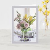 最も深い悔やみや弔慰ガーデンフラワーブーケ カード (黄色い花)