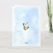 最も深い悔やみや弔慰ブルーウォーターカラーフラワーバタフライ カード (裏面)