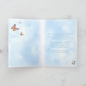 最も深い悔やみや弔慰ブルーウォーターカラーフラワーバタフライ カード (内部)