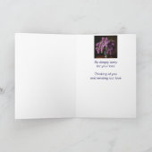 最も深い悔やみや弔慰薄紫ガーデンフラワー カード (内部)