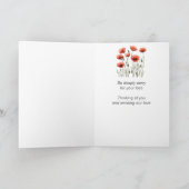 最も深い悔やみや弔慰赤いケシの庭の花 カード (内部)