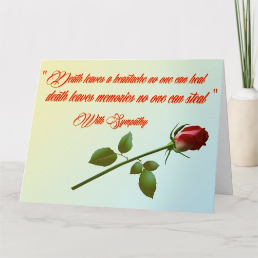 最も深い悔やみや弔慰 カード (正面)