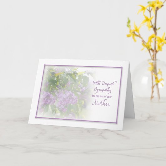 最も深い悔やみや弔慰 – 母親を亡くす カード (黄色い花)
