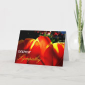 「最も深い悔やみや弔慰」白熱［赤熱］光を放つチューリップカード カード (正面)