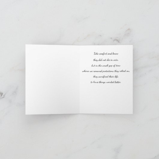 最も深い悔やみや弔慰、私の政治はあなたを未亡人にした カード (内部)