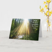 最も深い悔やみや弔慰-緑の森と日射 カード (黄色い花)