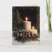 最も温かいホリデーの願い 水彩ローソク ラスティック シーズンカード (正面)