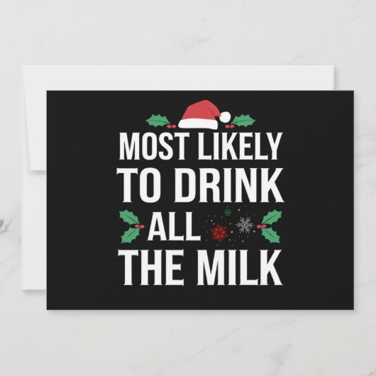 最も牛乳を飲み干しそうなクリスマスマッチ シーズンカード (正面)