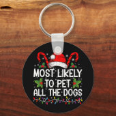 最も犬のクリスマスを愛撫する可能性がおもしろい高い キーホルダー (正面)