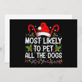 最も犬のクリスマスを愛撫する可能性がおもしろい高い 招待状 (正面/裏面)