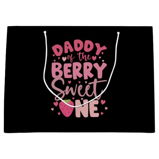 最も甘いひとりのイチゴの誕生日パパ ラージペーパーバッグ (正面)
