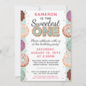 最も甘いひと 青い氷のドーナツ 赤ちゃんの初めての誕生日 招待状 (正面)