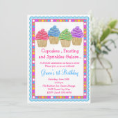 最も甘いカップケーキの誕生日の招待状 招待状 (スタンド正面)