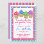 最も甘いカップケーキの誕生日の招待状 招待状 (正面/裏面)