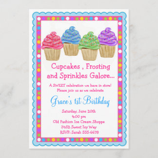 最も甘いカップケーキの誕生日の招待状 招待状