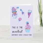 最も甘いカードハッピーバースデーのかわいいケーキと甘い カード (正面)