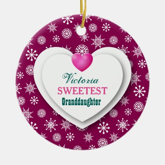 最も甘い孫娘のあずき色の雪片A12 セラミックオーナメント (正面)