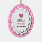 最も甘い孫娘のピンクの白い雪片C08 セラミックオーナメント (右)