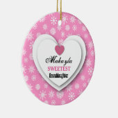 最も甘い孫娘ピンクホワイトスノーフレークC11 セラミックオーナメント (右)