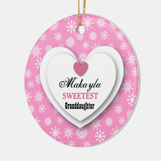最も甘い孫娘ピンクホワイトスノーフレークC11 セラミックオーナメント (左)
