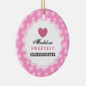 最も甘い孫娘ピンクホワイトスノーフレークC14 セラミックオーナメント (右)