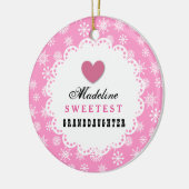 最も甘い孫娘ピンクホワイトスノーフレークC14 セラミックオーナメント (左)