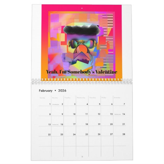 最も異常な顔収集おもしろいカレンダー カレンダー (2月 2026)