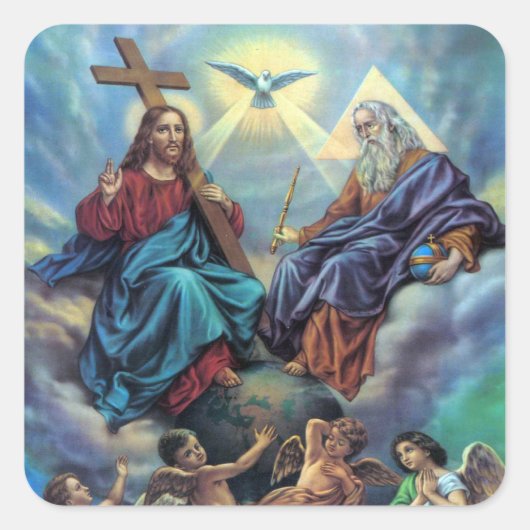 最も神聖な三位一体ステッカー スクエアシール (正面)