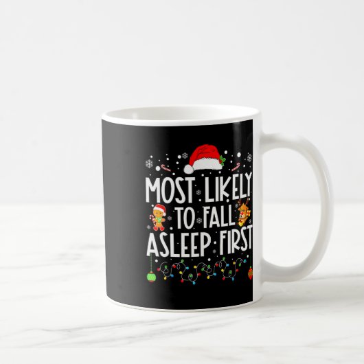 最も秋眠っている最初のおもしろいクリスマス家族 コーヒーマグカップ (右)