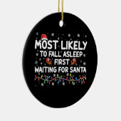 最も秋眠っている最初のおもしろいクリスマス家族 セラミックオーナメント (右)