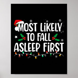 最も秋眠っている最初のおもしろいクリスマス家族 ポスター
