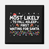 最も秋眠っている最初のおもしろいクリスマス家族 マグネット (正面)