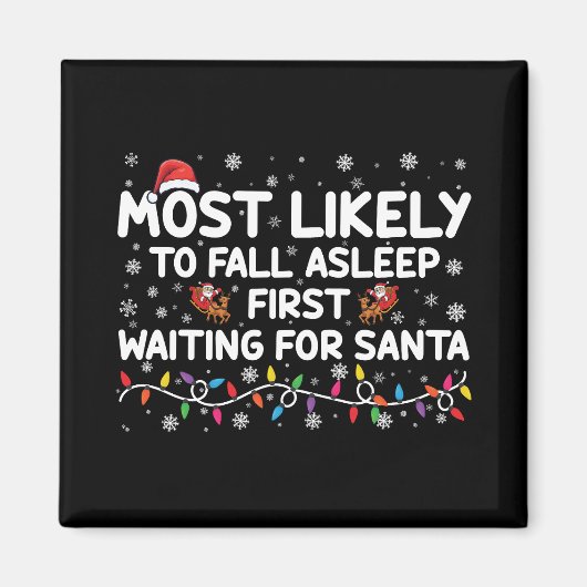 最も秋眠っている最初のおもしろいクリスマス家族 マグネット (正面)