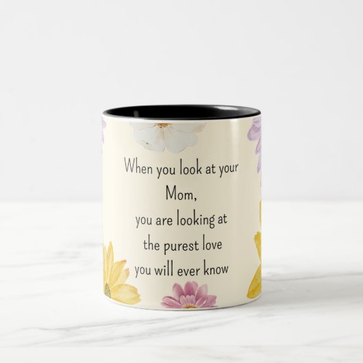 最も純粋な愛の母コーヒーマグ ツートーンマグカップ (中央)