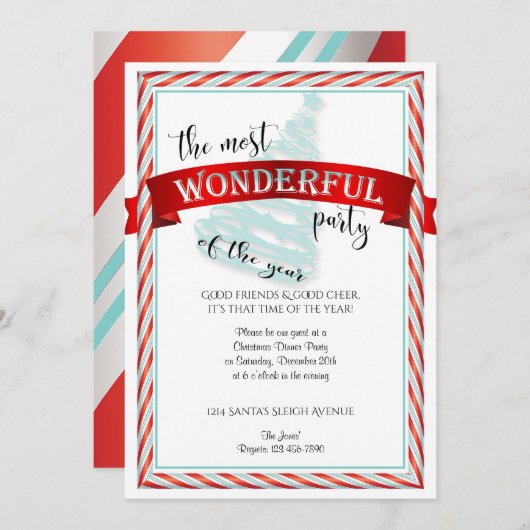 最も素敵なクリスマスパーティー 招待状 (正面/裏面)