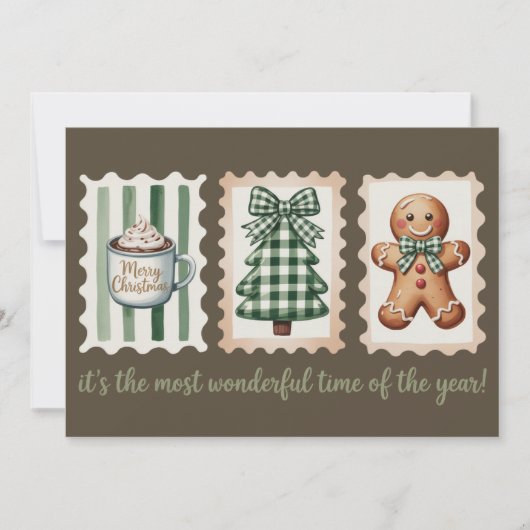 最も素敵な時期のクリスマスジンジャーブレッド シーズンカード (正面)