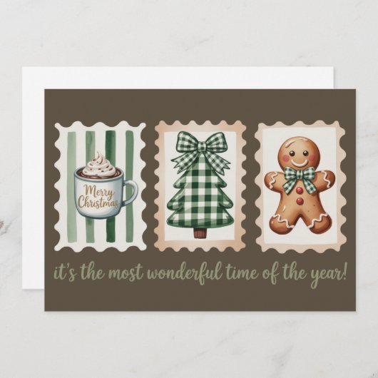 最も素敵な時期のクリスマスジンジャーブレッド シーズンカード (正面/裏面)