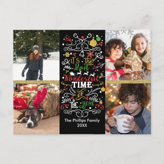 最も素敵な時期のクリスマス写真 シーズンポストカード (正面)