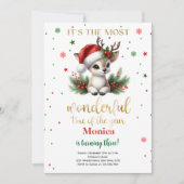 最も素敵な時期のクリスマス誕生日招待状 招待状 (正面)