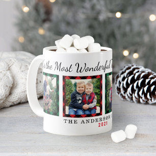 最も素敵な時期のプレイド写真クリスマス コーヒーマグカップ