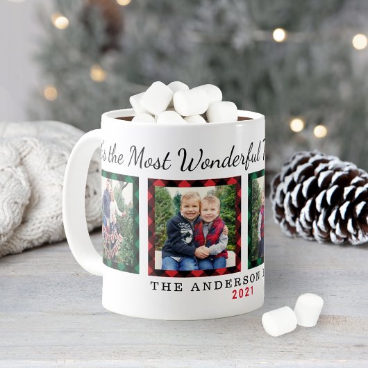 最も素敵な時期のプレイド写真クリスマス コーヒーマグカップ