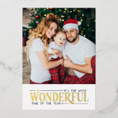 最も素敵な時期の2枚の写真で楽しいクリスマス 箔シーズンカード (正面)