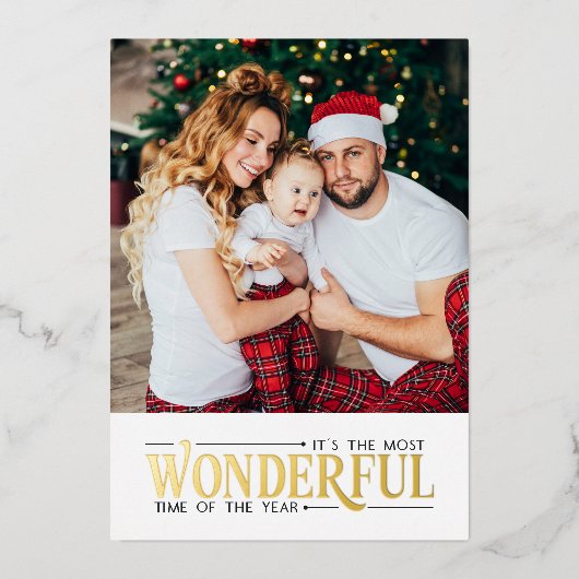 最も素敵な時期の2枚の写真で楽しいクリスマス 箔シーズンカード (正面)