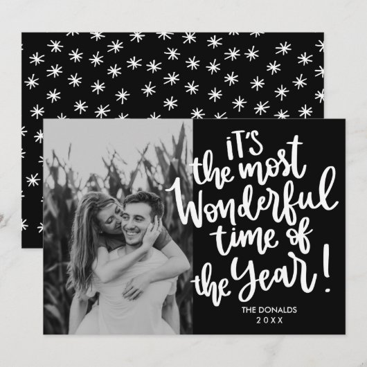 最も素敵な時期 | ブラック ホリデー フォト 招待状 (正面/裏面)
