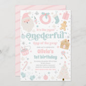 最も素敵な時間のクリスマス1歳誕生日パーティー 招待状 (正面/裏面)