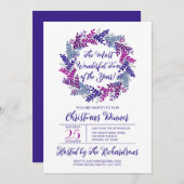 最も素敵な時間 パープルリースのクリスマスパーティー 招待状 (正面/裏面)