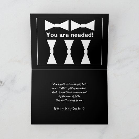 最も素敵な結婚式の招待状　蝶ネクタイ付き 招待状 (内部)